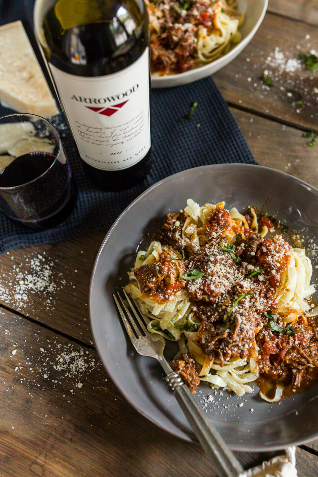 RED WINE BRAISED SHORT RIB RAGU SERVED OVER TAGLIATELLE PASTA